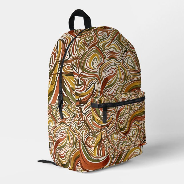 Abstract Turtle Shell Earth Ink Backpack (Back Corner Left)