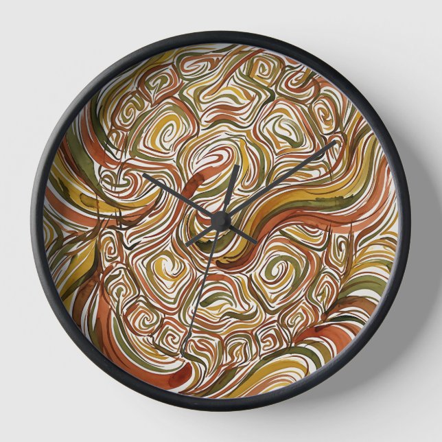 Abstract Turtle Shell Earth Tone Art Clocks (Front)