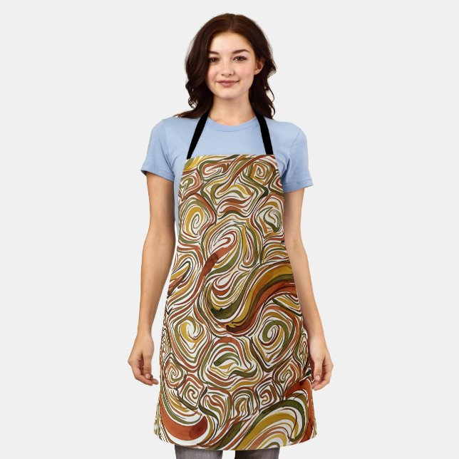 Abstract Turtle Shell Earth Tone Pattern Apron (Worn)