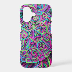 Abstract Turtle Shell Neon Vibrant iPhone Cases