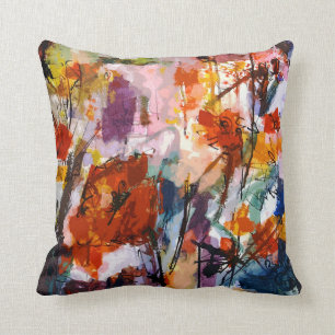 Abstract Tuscan Poppies Throw Pillows