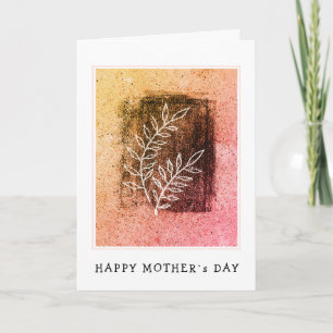 Abstract Twig Orange Art Drawing Happy Mother`s Card