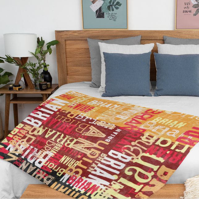 Abstract Typography Pattern of Name Fleece Blanket (Creator Uploaded)