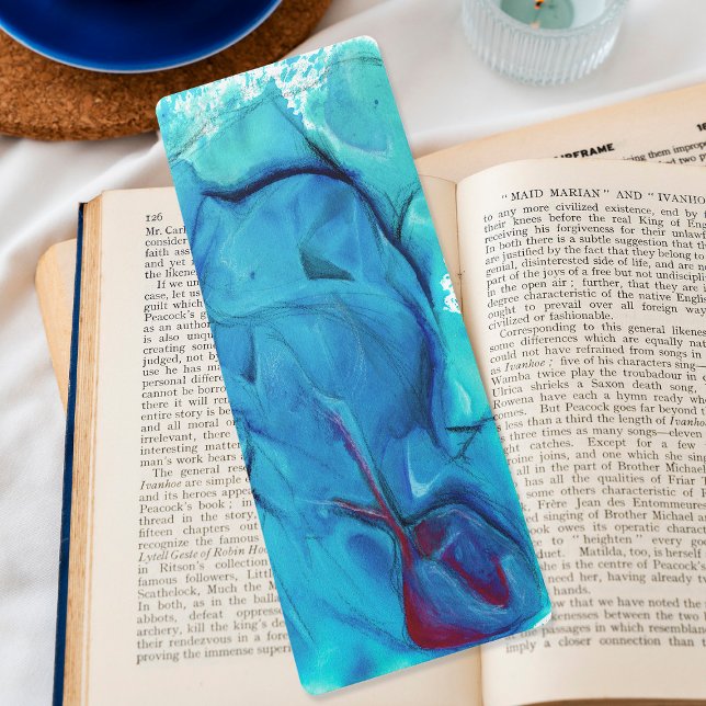 Abstract Underwater Blue Watercolor Big Bookmark (In Situ)