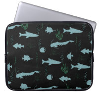 Abstract underwater pattern with fishes and seawee