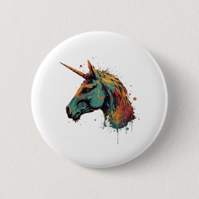 Abstract Unicorn 6 Cm Round Badge (Front)