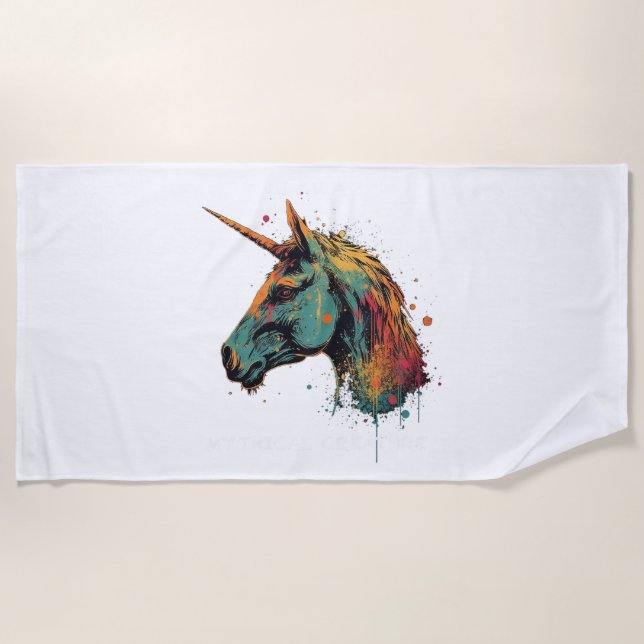 Abstract Unicorn Beach Towel (Front)