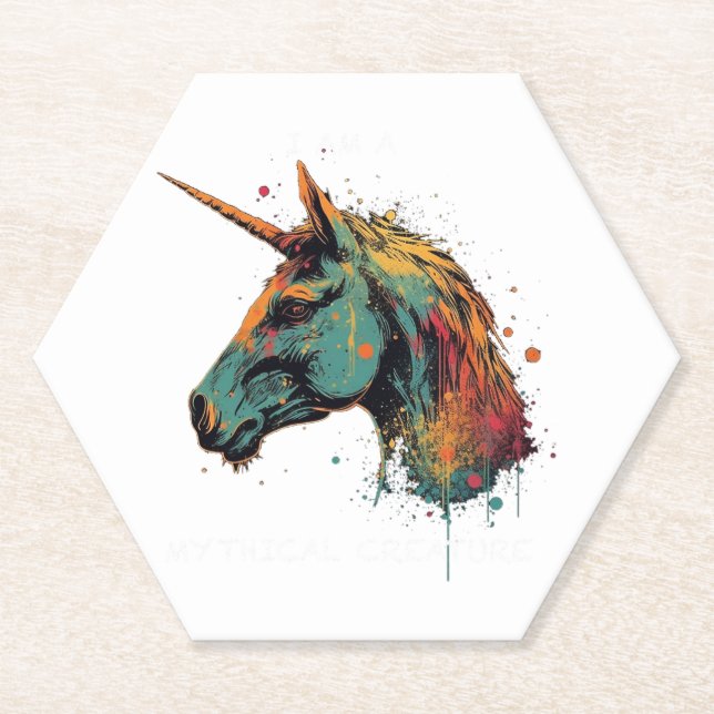 Abstract Unicorn Paper Coaster (Front)