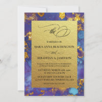 *~* Abstract Unique Blue Gold Glitter Wedding