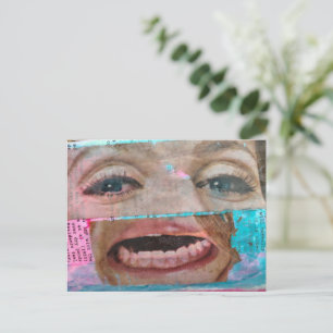 abstract unique  collage with a eyes and mouth postcard