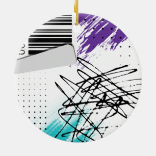 Abstract UPC design on socks Ceramic Ornament