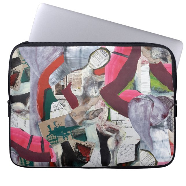 Abstract Urban Art Collage Hand-painted Laptop Sleeve (Front)