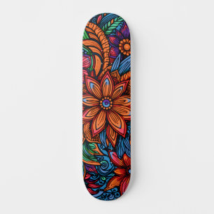 Abstract Urban Art Inspired Retro Flowers Skateboard