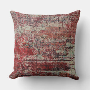 Abstract Urban Grunge Red Tan Turquoise Green Cushion