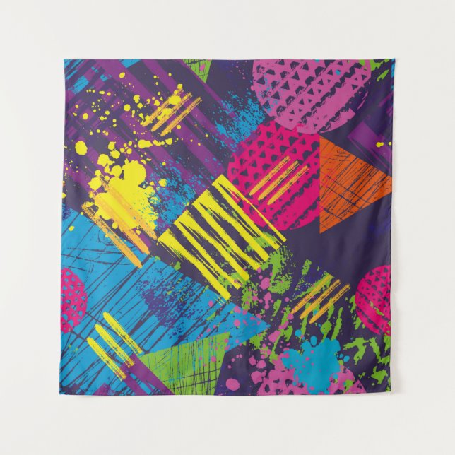 Abstract urban seamless pattern with grunge elemen tapestry (Front)