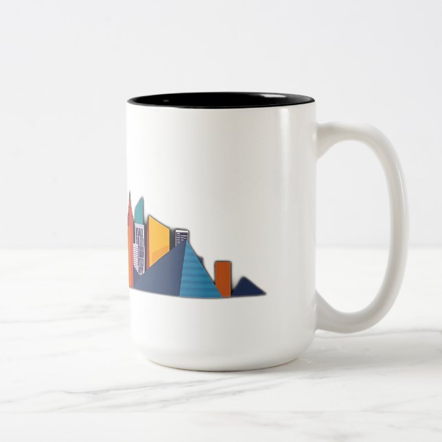 Abstract Urban Skyline Vector Two-Tone Coffee Mug (Right)