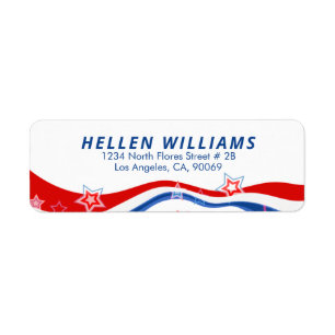 Abstract USA flag red white and blue Return Address Label