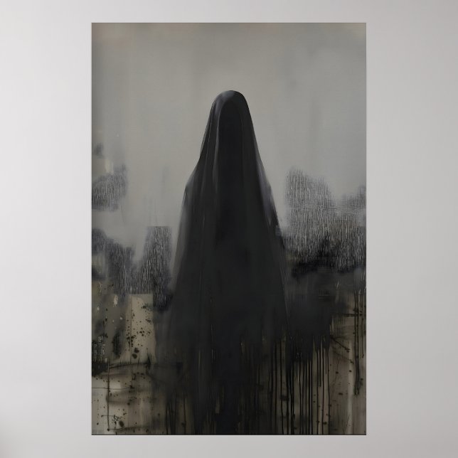 Abstract Veiled Person Gothic Art Printable Poster (Front)