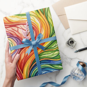 Abstract Vein Rainbow Watercolor Wrapping Paper