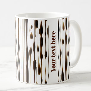 Abstract vertical coffee streaks personalised text mug