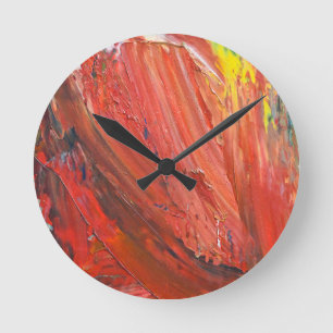 Abstract Vertical Gesture in Red Round Clock