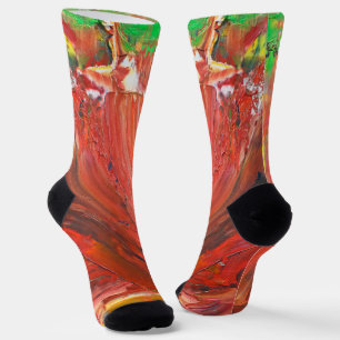 Abstract Vertical Gesture in Red Socks
