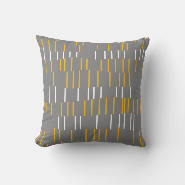 Abstract, vertical lines, grey, yellow, white cushion (Front)