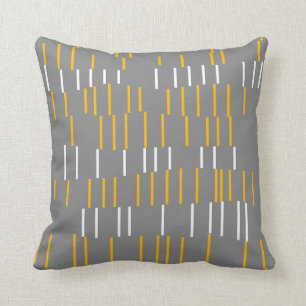 Abstract, vertical lines, grey, yellow, white cushion