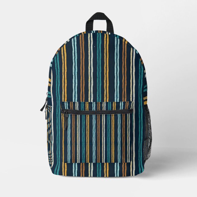 Abstract Vertical Lines pattern Printed Backpack (Front)