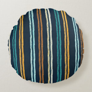 Abstract Vertical Lines pattern Round Cushion