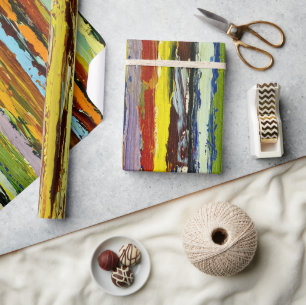 Abstract Vertical Paint Streaks Wrapping Paper