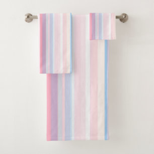 Abstract Vertical Stripe in Soft Colours Bath Towel Set