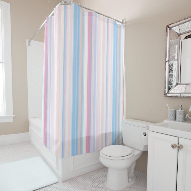 Abstract Vertical Stripe in Soft Colours  Shower Curtain (In Situ)