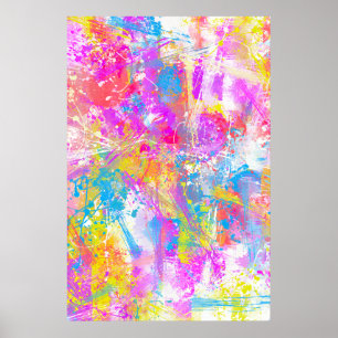 Abstract Vibrant Colourful Paint Strokes Poster