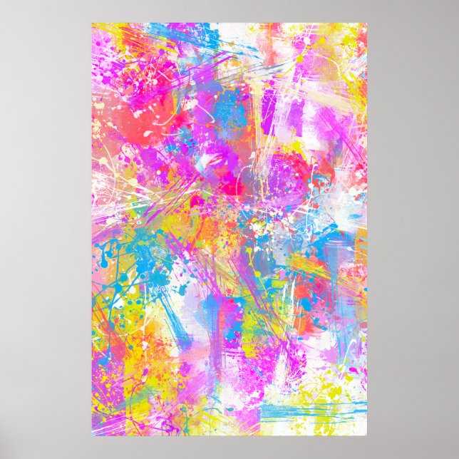 Abstract Vibrant Colourful Paint Strokes Poster (Front)
