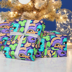 abstract vibrant contemporary geometric pop art wrapping paper