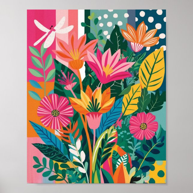 Abstract vibrant floral art poster (Front)
