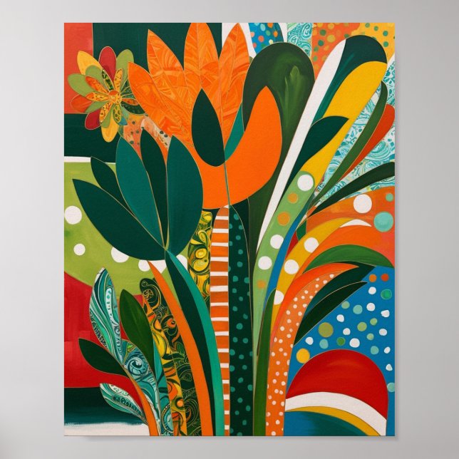 Abstract vibrant floral art poster (Front)