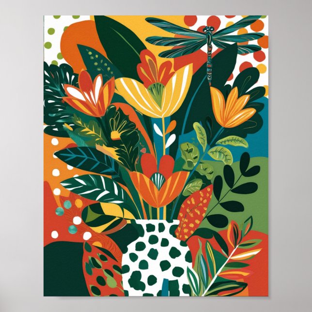 Abstract vibrant floral art poster (Front)