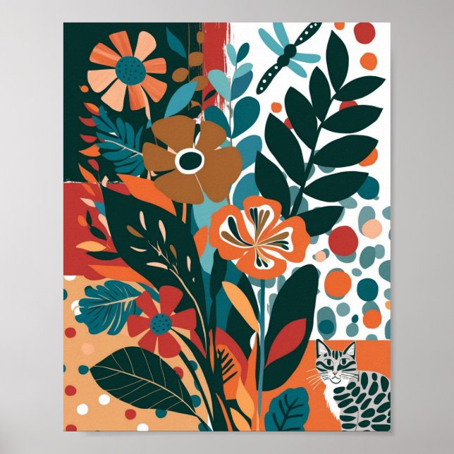 Abstract vibrant floral art poster (Front)