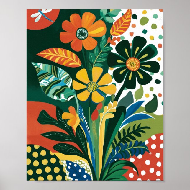 Abstract vibrant floral art poster (Front)