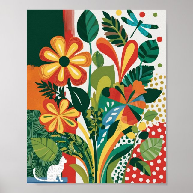 Abstract vibrant floral art poster (Front)