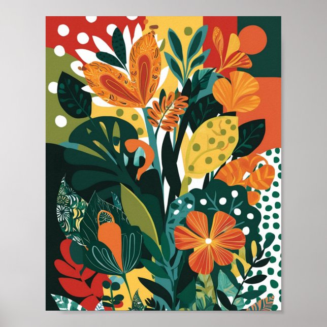 Abstract vibrant floral art poster (Front)