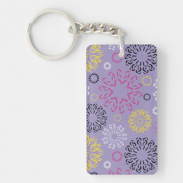 Abstract Vibrant Floral Pattern  Key Ring (Front)