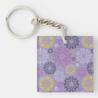 Abstract Vibrant Floral Pattern Key Ring