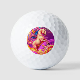 Abstract Vibrant Horse Illustration Golf Balls