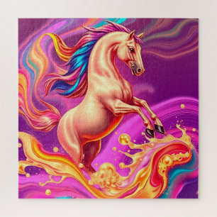 Abstract Vibrant Horse Illustration Jigsaw Puzzle