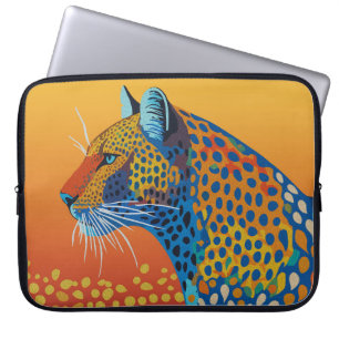 Abstract Vibrant Leopard Art Laptop Sleeve