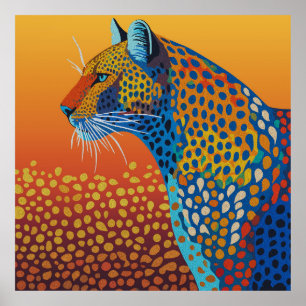 Abstract Vibrant Leopard Art Poster