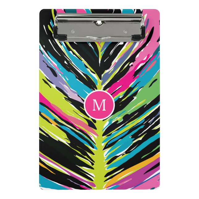 Abstract Vibrant Multicolor Tropical Leaf Mini Clipboard (Front)